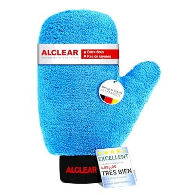 Afbeelding van ALCLEAR 950013B microvezel auto reinigingshandschoen voor aluminium velgen, onderhoud auto, motorfiets, fiets, krasbestendig, 26 x 12 cm, borstelloze velghandschoen stalen