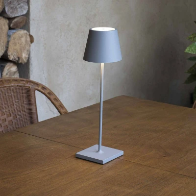 Afbeelding van LED tafellamp Toc met USB lader, IP54, grijs