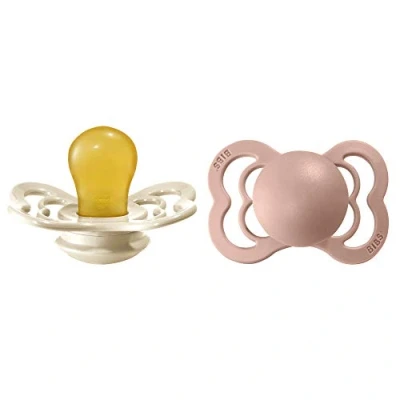 Afbeelding van BiBS Supreme Collection Stage 1 Fopspeen 0/6 maanden 2 stuks Ivory / Blush