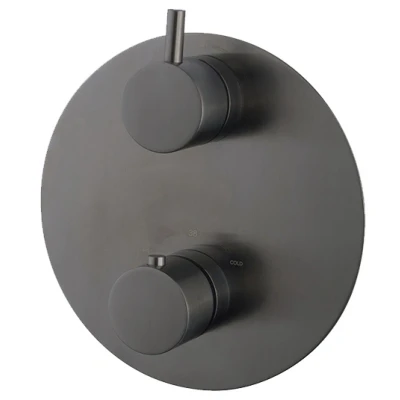 Afbeelding van Wiesbaden Caral Rond afbouwdeel inbouwthermostaat 2 weg gunmetal