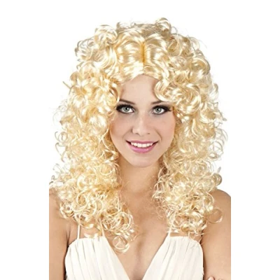 Afbeelding van Boland Pruik Norah Blond Krullen Halflang Vrouwen 80&#039;s &amp; 90&#039;s Disco