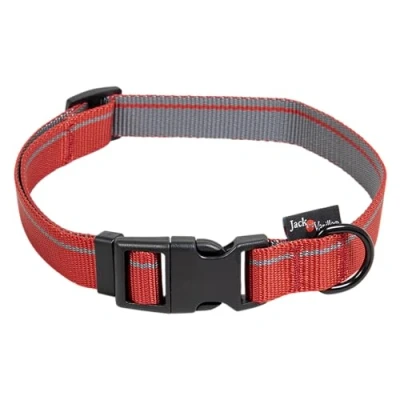 Afbeelding van Jack and Vanilla Klikhalsband voor grote honden Hondenhalsband maat Stripe Rood XL 39 t/m 65 cm