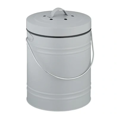 Afbeelding van gft afvalbakje 5 liter met 2 geurfilters en binnenemmer grijs
