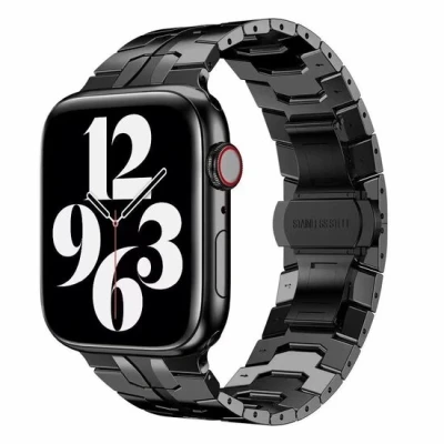 Afbeelding van Apple watch Stalen schakelband Zwart Geschikt voor 42mm / 44mm 45mm 49mm
