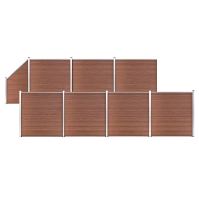 Afbeelding van Schuttingset 7 vierkant en 1 schuin 1311x186 cm HKC bruin