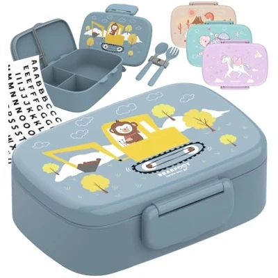 Afbeelding van Bearfoot Lunchbox voor kinderen met vakken, BPA vrij, meisjes en jongens, 100% waterdicht, kleuterschool, school (gravende aap)