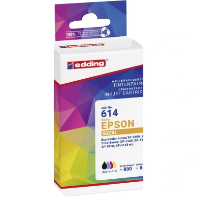 Afbeelding van Edding Inktcartridge vervangt Epson 502XL Multipack 4 Compatibel Zwart, Cyaan, Magenta, Geel EDD 614 18 01