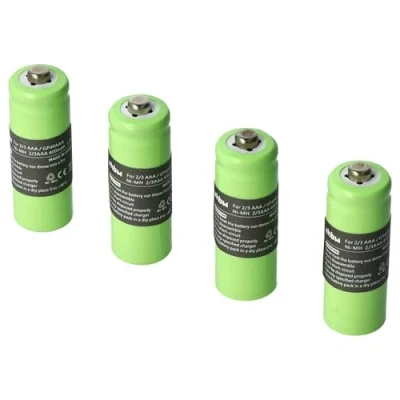 Afbeelding van vhbw 4 x AAA 2/3 batterijen, compatibel met Hagenuk Classico iDect X1, X1i, X11, telefoon en zonnelampen, tuinverlichting (NiMH, 400 mAh, 1,2 V)