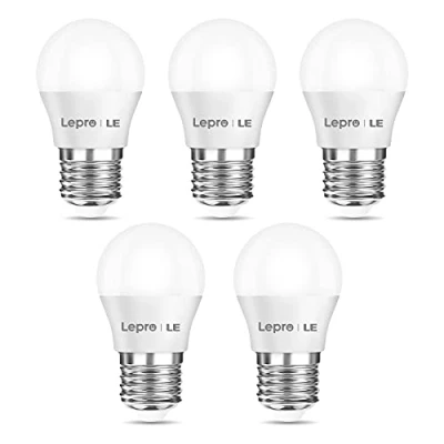 Afbeelding van LE E27 ledlamp, 3,8 W, 250 lumen, 2700 kelvin, warm wit, komt overeen met 25 W gloeilamp, G45 180 graden stralingshoek, 5 pack