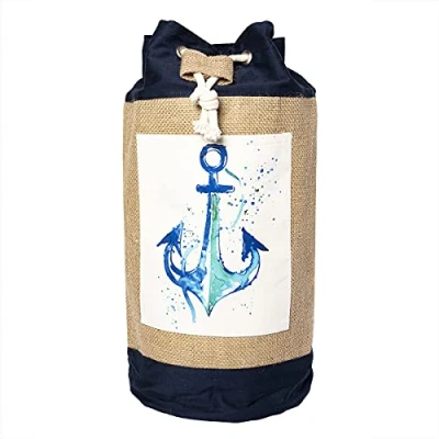 Afbeelding van Anemoss Anchor Plunjezak Jute Tas Strandtas Riet Strandtassen Dames