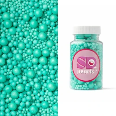 Afbeelding van SD Pearls Perles de sucre comestibles pour gâteaux, muffins et cupcakes (turquoise, 3,4,5,7,10 mm, 100 g)