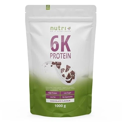 Afbeelding van nutri+ 6K Protein Eiwitpoeder Chocolate Veganistisch proteïnepoeder met eiwitten uit zes plantaardige grondstoffen Eiwit Shake 1000 g