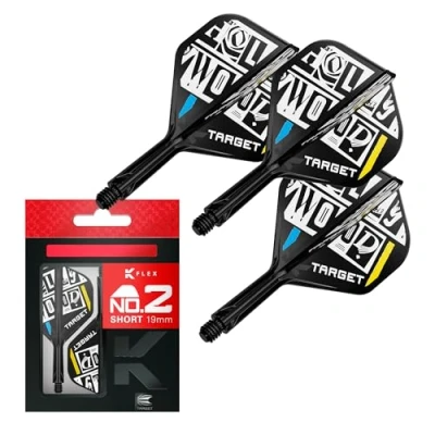 Afbeelding van Target Darts Chris Dobey K Flex Flights and Shaft System, Nr.2 Pak van 3 Kflex All In One Flights, Player Edition Accessoires Dart Stem Kort (19 mm)