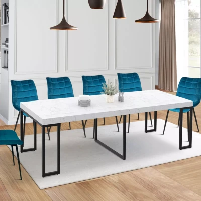 Image de Table console extensible ALASKA 10 personnes 235 cm effet marbre blanc