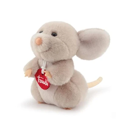 Afbeelding van Trudi Trudini knuffel Muis 14 cm Hoge kwaliteit pluche Knuffeldier voor jongens en meisjes Roze Grijs 13x14x14 maat XS