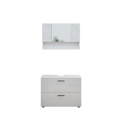 Afbeelding van Vicco Badkamermeubel set Irma, Wit Hoogglans, 2 delen, onderkast 80 cm