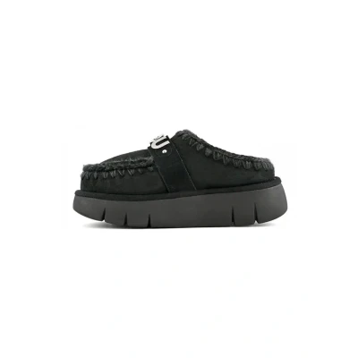 Afbeelding van Mou Zwart Bounce Clog Metal Logo Pantoffels Mu.531001a