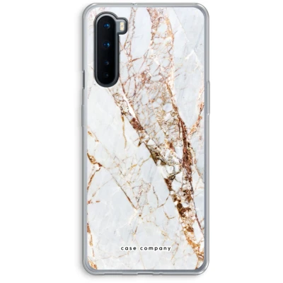 Afbeelding van Case Company® hoesje geschikt voor OnePlus Nord Goud marmer Soft Cover Telefoonhoesje Bescherming aan alle Kanten en Schermrand