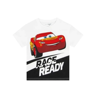 Afbeelding van Disney Cars shirt T Flash Mcqueen voor kinderen jongens Officiële producten van Cars, Wit.
