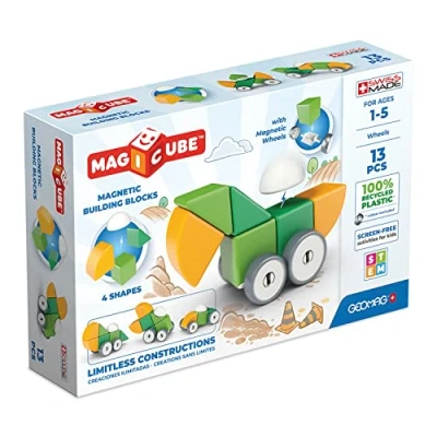 Image de Geomag Magicube Shapes Blocs de Constructions Magnétiques à Empiler pour Bébé d&#039;1 an et Plus 13 Cubes 4 Couleurs Formes 1 5 Ans 100% Plastique Recyclé