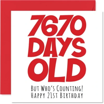 Image de Stuff4 Carte d&#039;anniversaire 21 ans pour homme et femme 7670 jours amusante adulte frère, sœur, fils, fille, cousin, 145 mm x