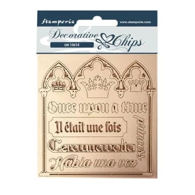 Afbeelding van Stamperia Decorative Chips Sleeping Beauty Quotes (SCB56) (DISCONTINUED)