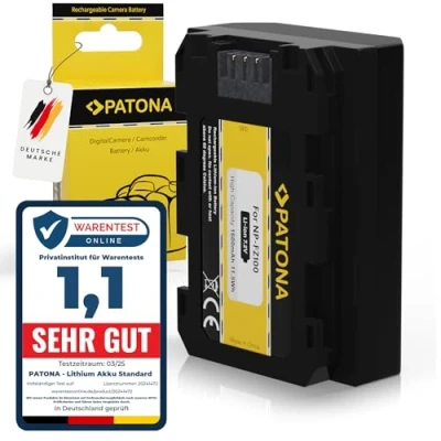 Afbeelding van PATONA NP FZ100 reservebatterij compatibel met Sony Alpha 9, 7RM3, 7M3, A7 R III, BC QZ1