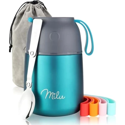 Afbeelding van Milu® roestvrijstalen thermos container, om mee te nemen, 800 ml, groen