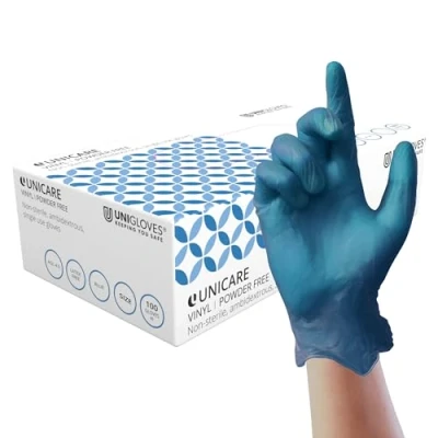Afbeelding van UNIGLOVES VOGUE VINYLE Food Prep handschoenen poedervrij blauw GROOT cf403 l