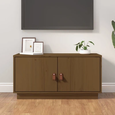 Afbeelding van Tv meubel 80x34x40 cm massief grenenhout honingbruin