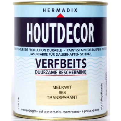 Afbeelding van Hermadix Houtdecor Transparant 658 Melkwit 0,75 liter Tuinbeits