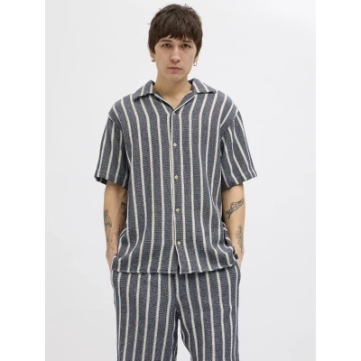 Afbeelding van Jack &amp; Jones Jorcoba Stripe Resort Shirt Overhemd, Heren, Maat: XL, Ocean cavern