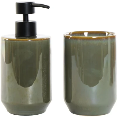 Afbeelding van Badset DKD Home Decor Vintage Groen PVC Keramiek 8 x 17,5 cm (2 Stuks)