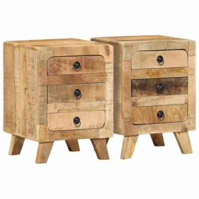 Afbeelding van vidaXL Nachtkastje 2 st 37x32x50 cm massief hout ruw mangohout
