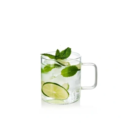 Afbeelding van Wilmax Thee en koffieglazen, set van 6 met handvat, 250 ml, voor warme koude dranken, glühwijnglazen, sapglazen, waterglazen, vaatwasmachinebestendig