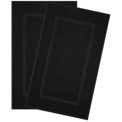Afbeelding van Hammetex Set van 2 badmatten, 100% katoen, absorberend en wasbaar, 51 x 86 cm, grote badmat, zwart