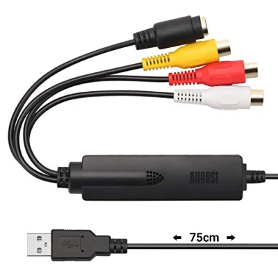 Afbeelding van USB digitale analoog video audio converter August VGB350 overdracht VHS mini DV Hi8 DVD K7 naar pc, SECAM/PAL, software inbegrepen, converteren van videorecorder en camcorder
