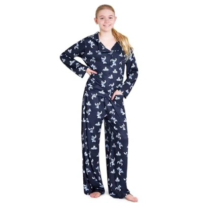 Afbeelding van Disney Pyjama voor meisjes, Stitch, pyjamaset, nachtkleding, kinderen, jongeren, officiële accessoires, 7 14 jaar, Blauw