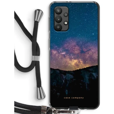 Afbeelding van Case Company® hoesje met Koord geschikt voor Samsung Galaxy A32 4G Travel to space Telefoonhoesje Zwart Bescherming aan alle Kanten en Over de Schermrand