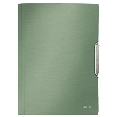 Image de Leitz eckspannermappe style, din a4, pp, seladon grn mit 3 seitlichen schutzklappen, gebrstete oberflche, innen silber, edelsta