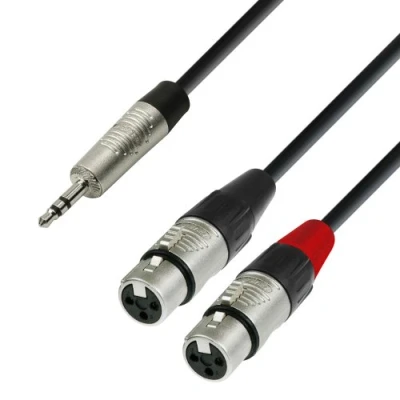Afbeelding van Adam Hall 4 STAR YWFF 0180 audiokabel REAN mini jack 3,5 mm stereo naar 2 x XLR bus 1,8 m