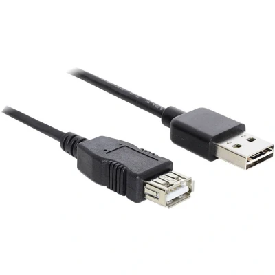 Afbeelding van Delock USB kabel 2.0 A stekker, bus 1.00 m Zwart Stekker past op beide manieren, Vergulde steekcontacten, UL gecertificeerd 83370