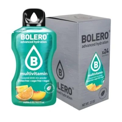 Image de Bolero Boisson MULTIVITAMIN 24 Sachets 3 grammes Fruits Préparé Poudre Soluble Pour Fraîche dans L&#039;eau Produit, 72 sucré à la stévia