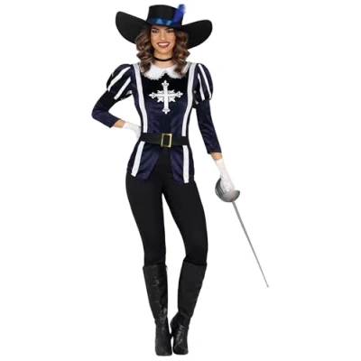 Afbeelding van Guirca Musketier Kostuum Vechtlustige Blauwe Hanna Vrouw Blauw Maat 38 40 Carnavalskleding Verkleedkleding