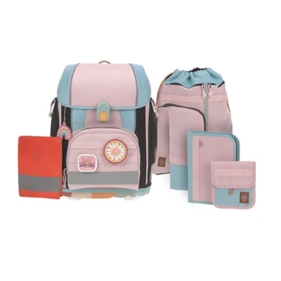 Afbeelding van Lässig Schooltas School Set Boxy Unique Rose / Blue Black Roze Blauw
