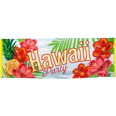 Afbeelding van Spandoek vlag Hawaii Party 74x220cm