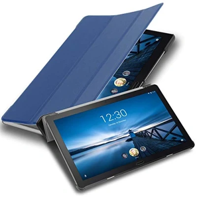 Afbeelding van Cadorabo Tablet Hoesje geschikt voor Lenovo Tab P10 (10.1 inch) in JERSEY DONKER BLAUW Ultra dun beschermend geval met automatische Wake Up en Stand functie Book Case Cover Etui