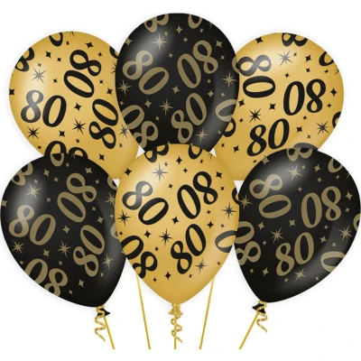 Afbeelding van Ballonnen 80 jaar 30cm 6 stuks