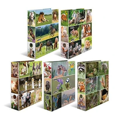 Afbeelding van HERMA Lever Arch Files Animal Worlds, gesorteerd, A4, 70 mm ruggengraat, met binnenprint, 10 stuks
