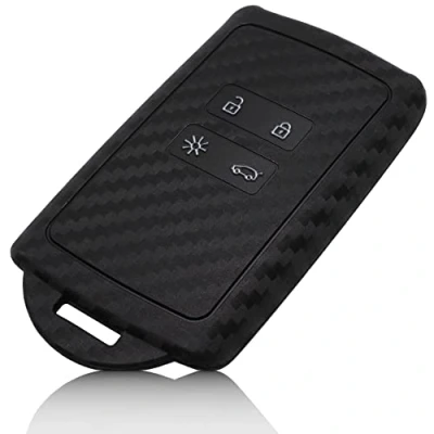 Afbeelding van FOAMO Siliconen beschermhoes compatibel met Renault 4 toetsen Smartkey (alleen Keyless Go), carbon zwart